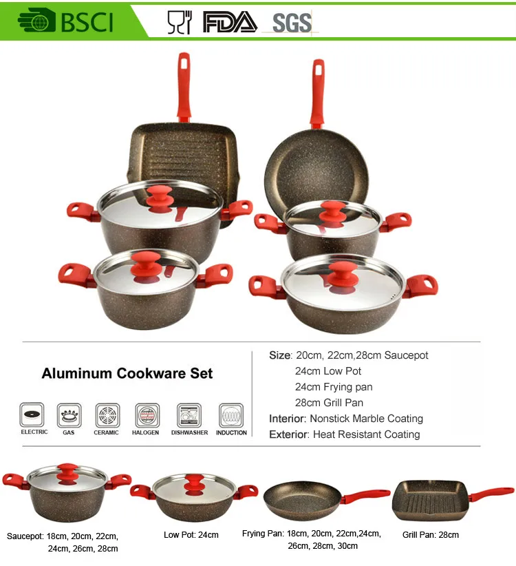 Sgs,Lfgb,Fda Aluminum 15pcs Well Equipped Kitchen Cookware - Buy Fda ...