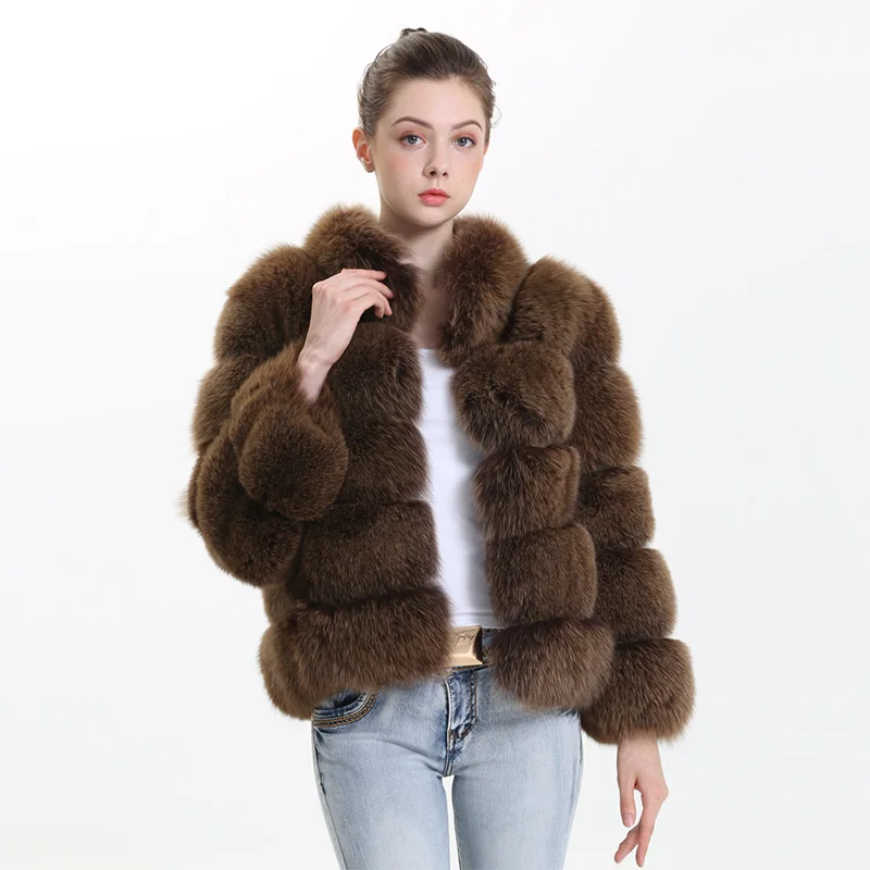 European Fashion Natural Fox Fur Jacket Coat Custom Women Outerwear Mantle Warm Wholesale Ladies 