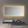 big size customized size digital clock lighted horizontal wall bathroom metal Housing Frame mirror