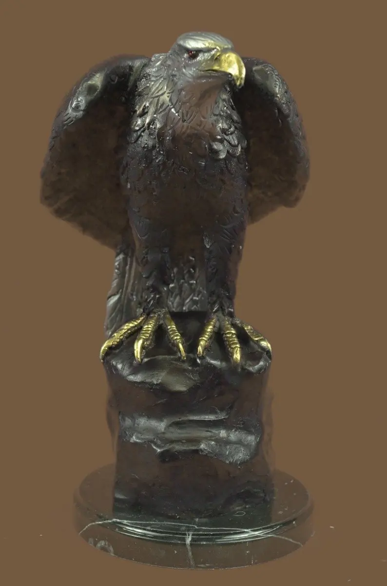 ...Handmade...European Bronze Sculpture Large Falcon American Eagle By Moigniez Marble Base (1X-56600) Bronze Sculpture Statues Figurine Nude Office & Home Décor Collectibles Sale Deal Gifts