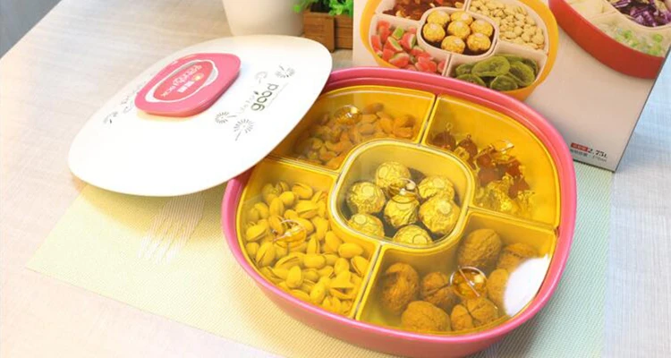 Chinese New Year Decoration Plastic Candy Snack Tray With Lid And