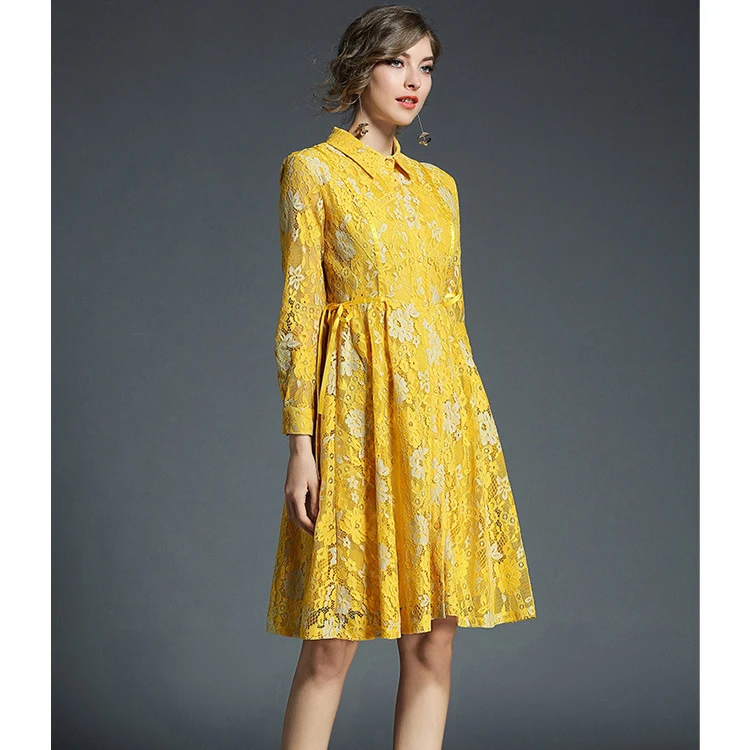 womens yellow lace dress