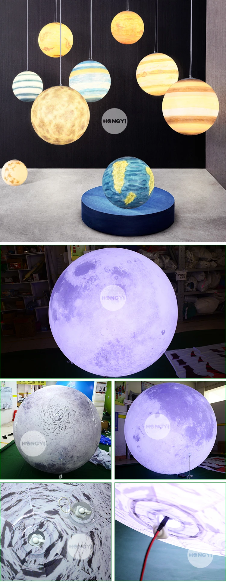 Giant Inflatable Globe Glowing Moon With Led Light /large Advertising