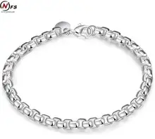 Wholesale Silver Plated Fashion Bracelet Bangle Jewelry Trendy Women Men Round Grid Bracelets Free shipping Friendship