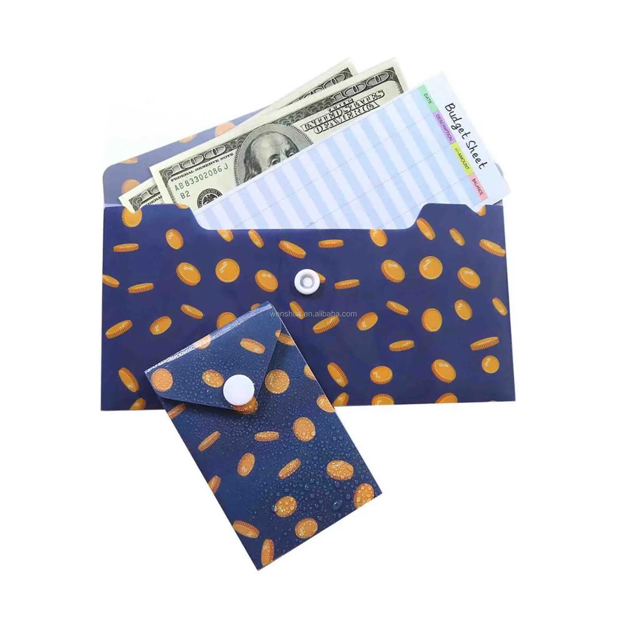 12 Premium Reusable Plastic Cash Envelope System Plus 12 Coin Envelopes and 12 Budget Sheets