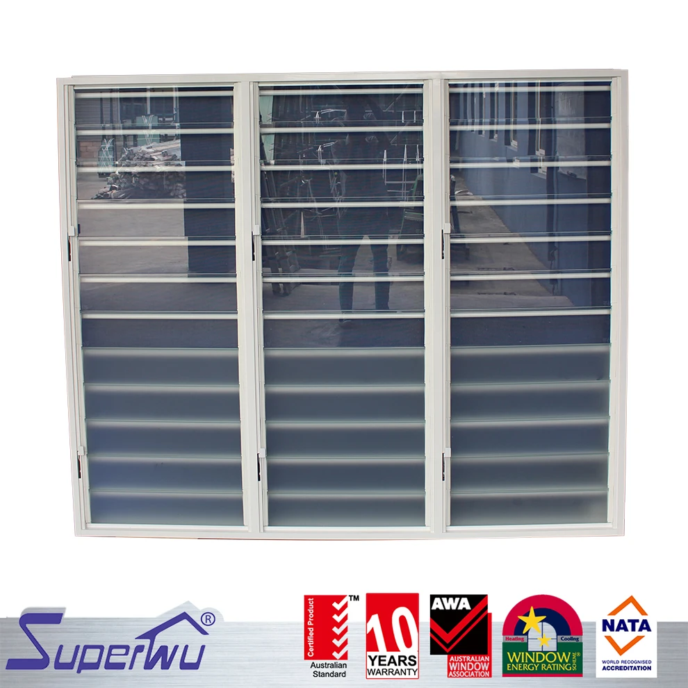 Aluminium double glazed glass blind shutter louver windows cheap price best sale Australia market