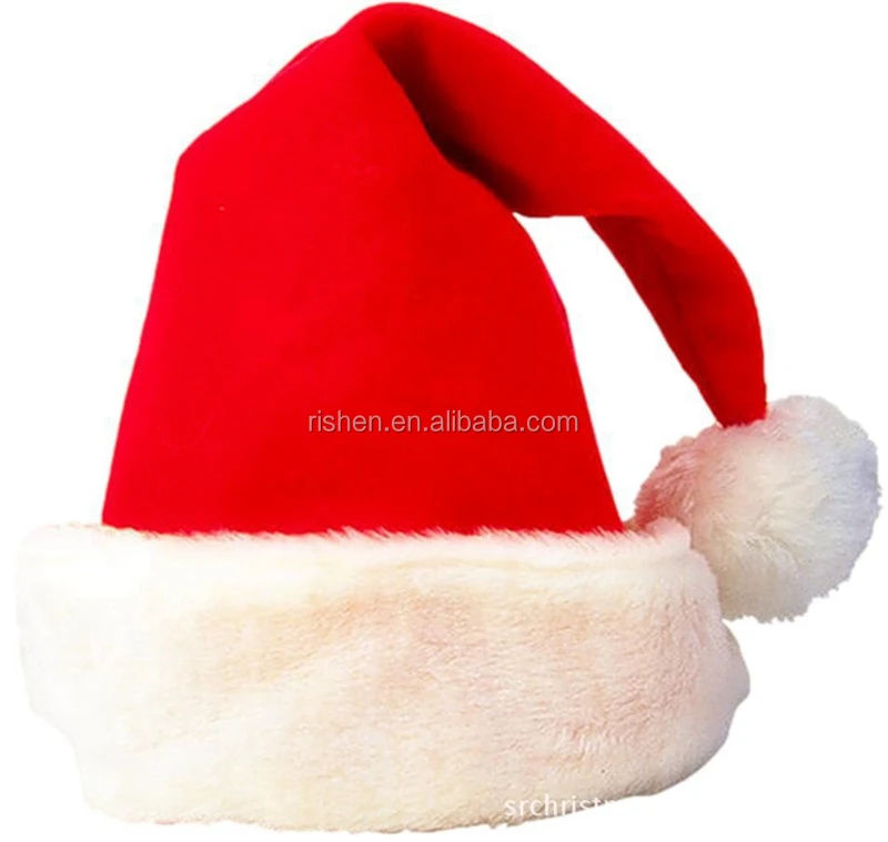 Promotional Lighted Santa Claus Christmas Hat Shiny Blue Velvet Cloth