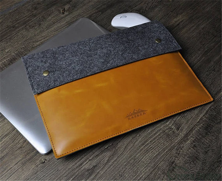 handmade leather laptop sleeve