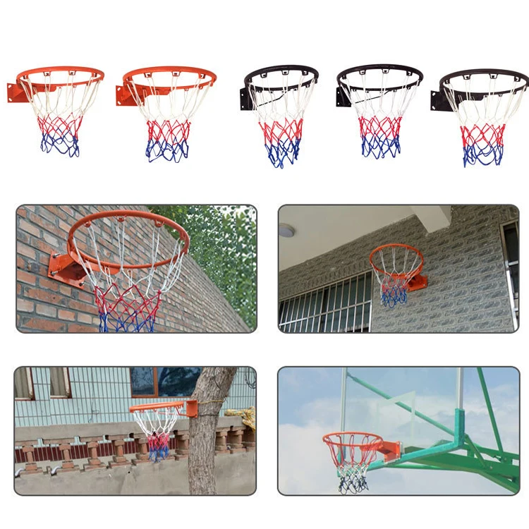 45cm Standard Wall Mounted Basketball Hoop Goal Cylinder Net Outdoor Play Sports 