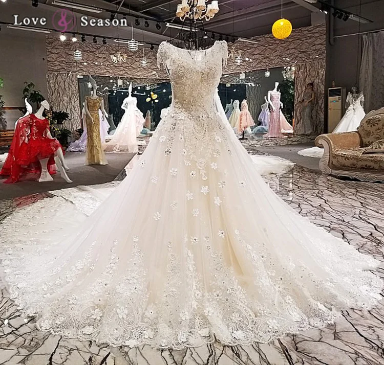 Ls00246 Long Wedding Vintage Lace Flowers Corset Wedding Dresses