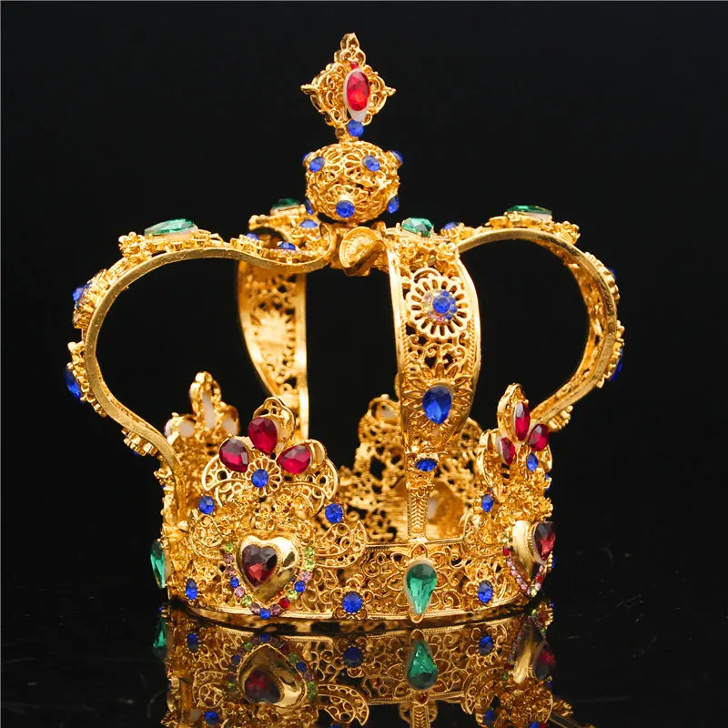 Baroque Royal King Crown Male Diadem Bridal Wedding Hair Ornaments For ...