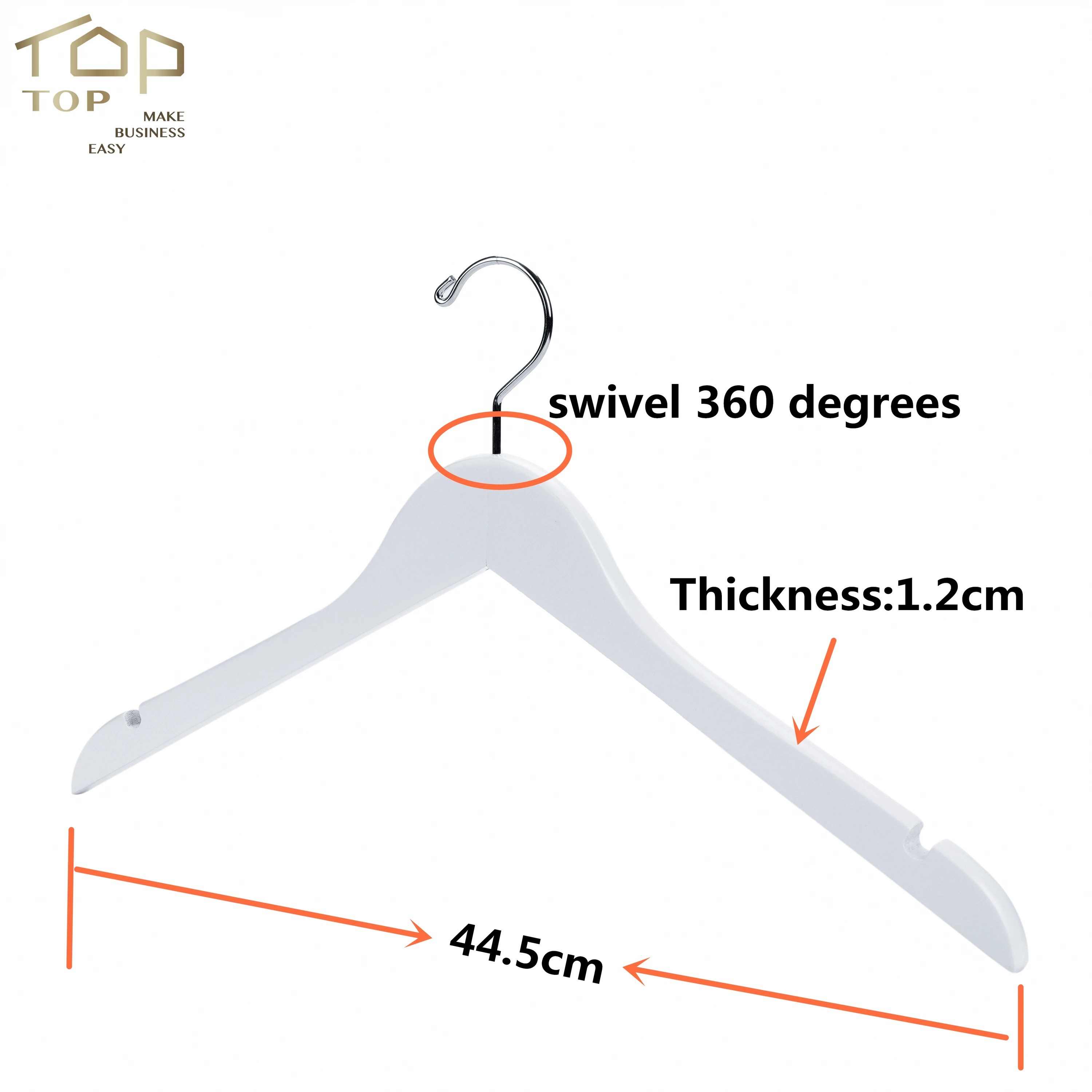 2018 Deluxe white curved body wooden suit clothes hangers wholesale price