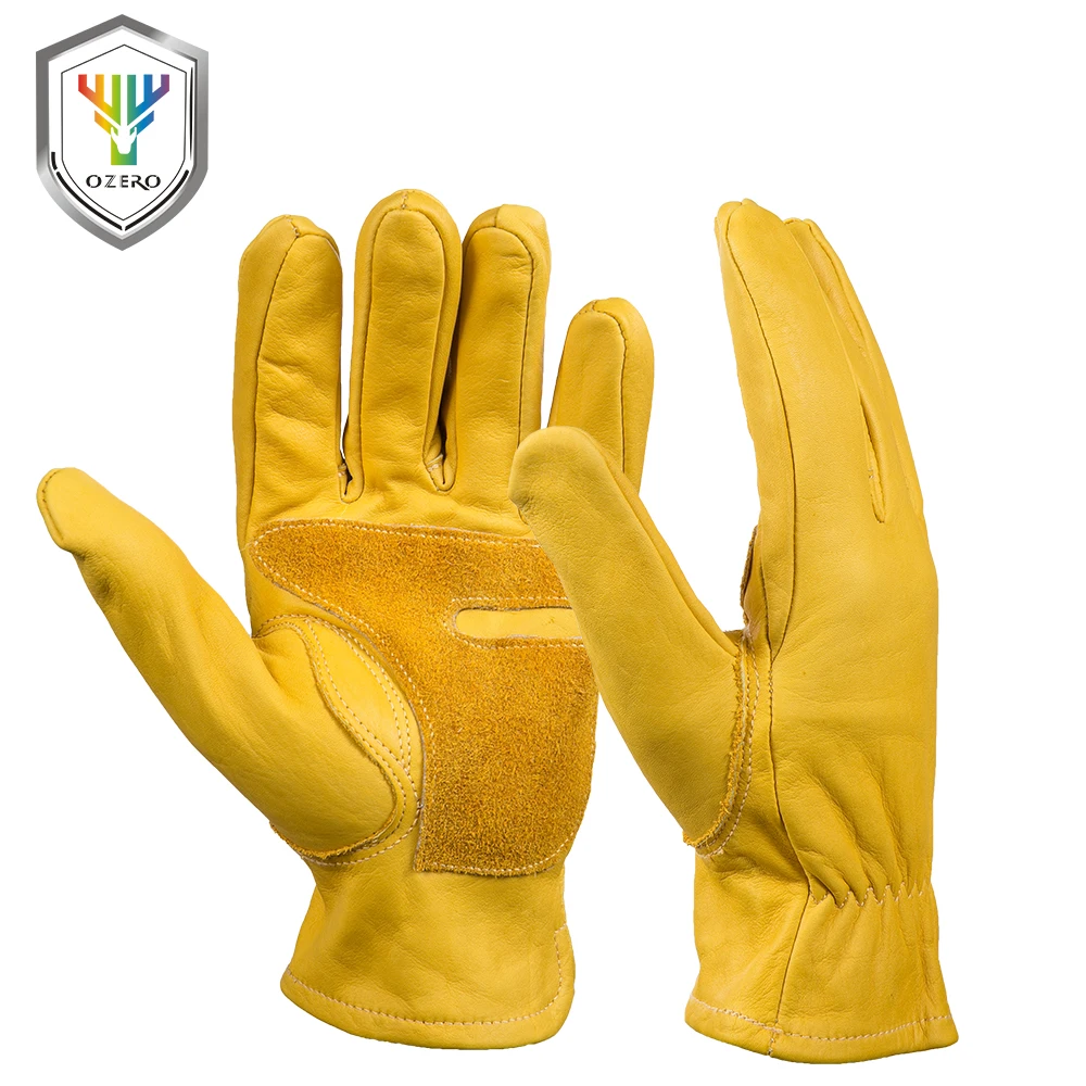 
OZERO Leather Genuine Cowhide Riding Work Hand Motorcycle Gloves 