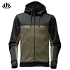 Mens color block polyester knit soft fleece hoodie side pockets full zip mens hoodie