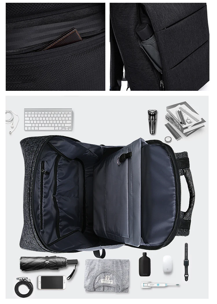 2018 Anti-theft urban USB changing port waterproof anti thief theft laptop smart security men's bagpack backpack back pack bags