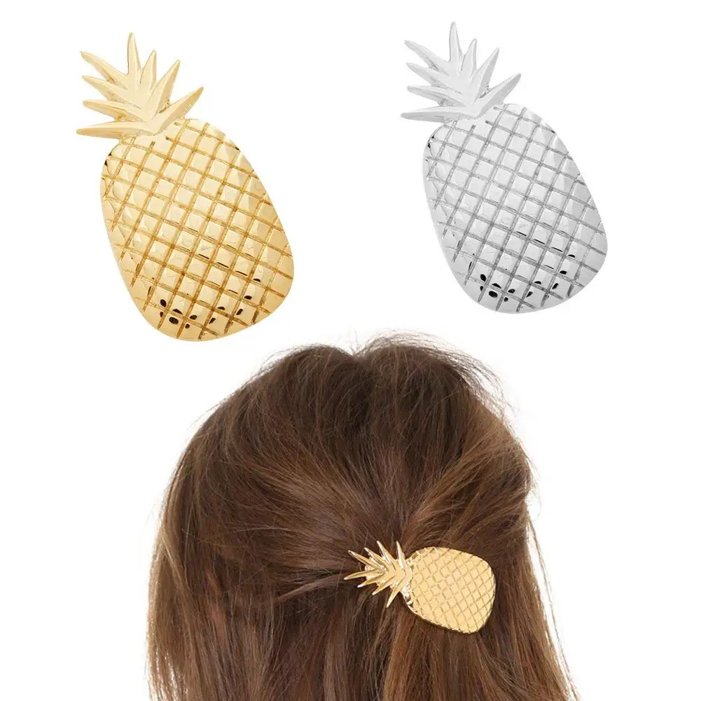 ShungFun Women Hair Clips Metal Pineapple Pattern Hair Bang Clips Retro Hairpins Pigtail Spring Clips Hair Holders Barrettes for Girls Keens (Set of 2pcs)