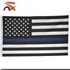 Wholesale embroidered thin blue line flag with durable 210d polyester printed fabric