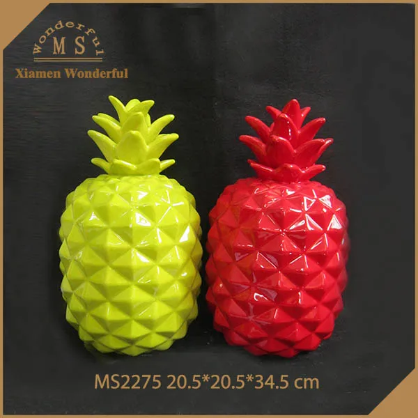 Multi colors Ceramic pineapple  figurine, Relief  Ceramic Pineapple Home Deco, Small Green Pineapple Fruit