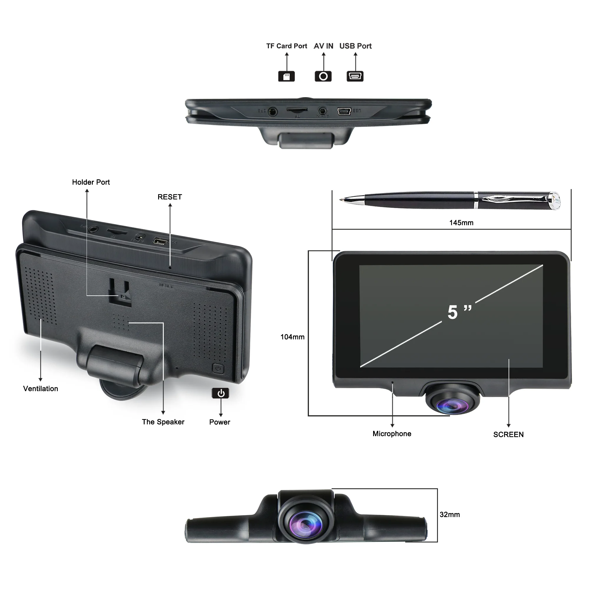 Sunwayi PI50 car dvr dashcam 1080p GPS dual night vision HD 360