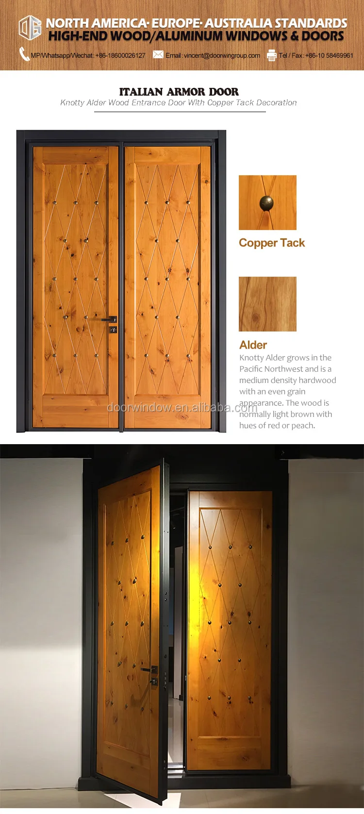 security doors homes exterior panel door design knotty alder wood door with copper tack decoration steel framed