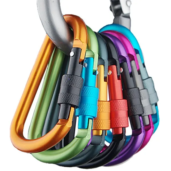 Aluminium Custom Mini Carabiner Bulk D Shape Locking Clips 25kn Rock 