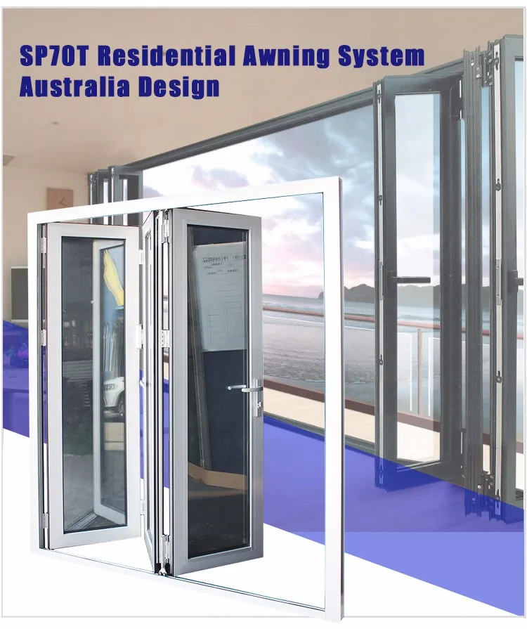 Chinese manufacturer aluminum frame double glazed folding aluminium storm door