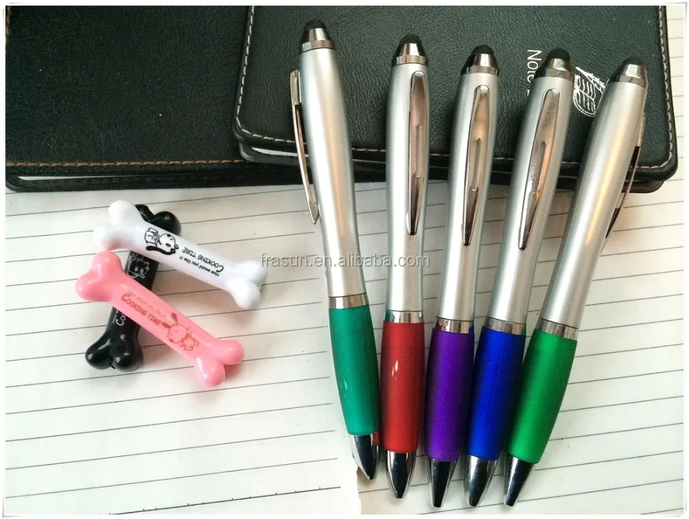 Strong Silver Sprayed Soft Grip Pen With Logo Printing Touch Screen Stylus Pen Bulk