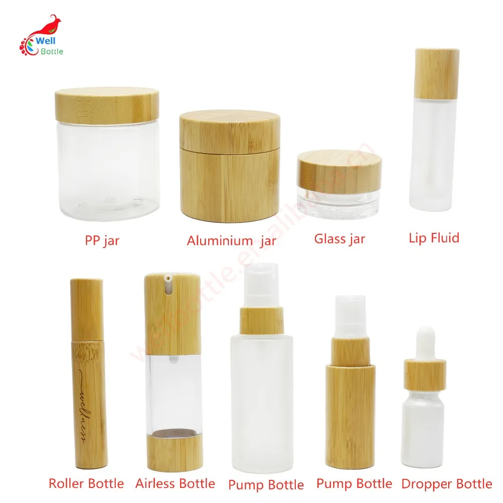 Download Bamboo Lid Cosmetic Jar Glass Dropper Bottle Bamboo Skin ...