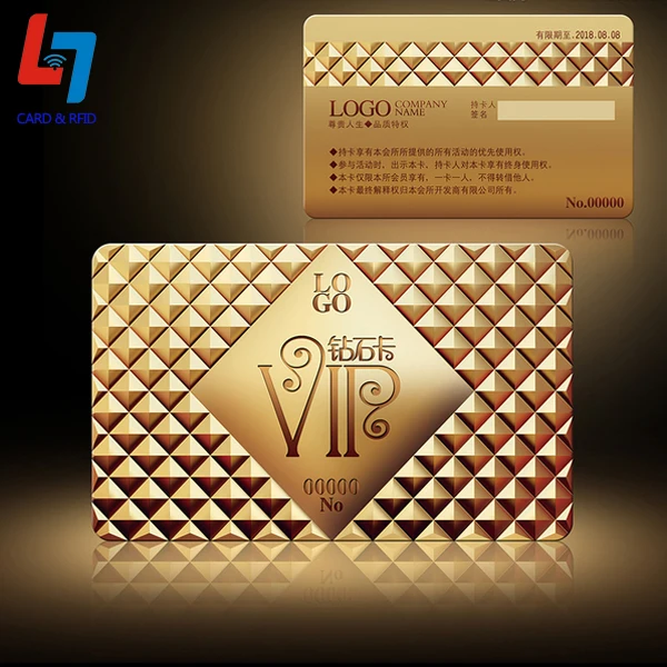 Tiers and Privileges Luxury Payment Membership Diamond VIP Card with PVC Material