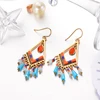 BAOYAN Bohemian Boho Gold Silver Plated Stainless Steel Natural Stone Beads Drop Earrings