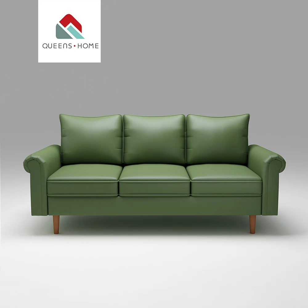 Queenshome Modern Modular Clic Furniture Divan De Salon Barrato Cushion 3 Seater Linen Fabric 80 Leather Sofa Monza Nice