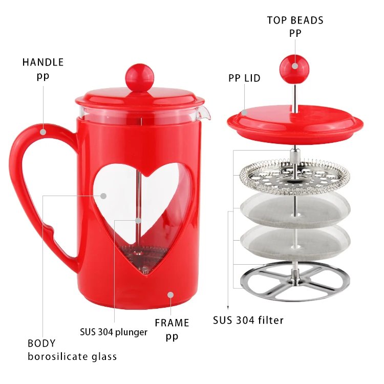 Portable 350ml Mini French Press Coffee Plunger Plastic Coffee Maker