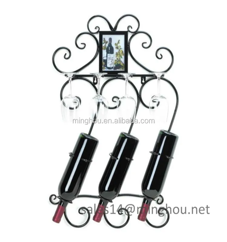 Frame Wrought Iron Hanging Wine Rack With Wine Glass Holder Buy