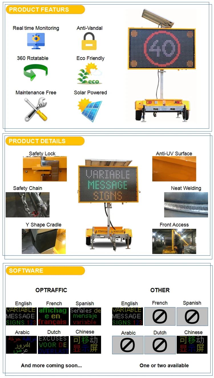 Optraffic Solar Powered Outdoor Road Safety Led Warning Signs