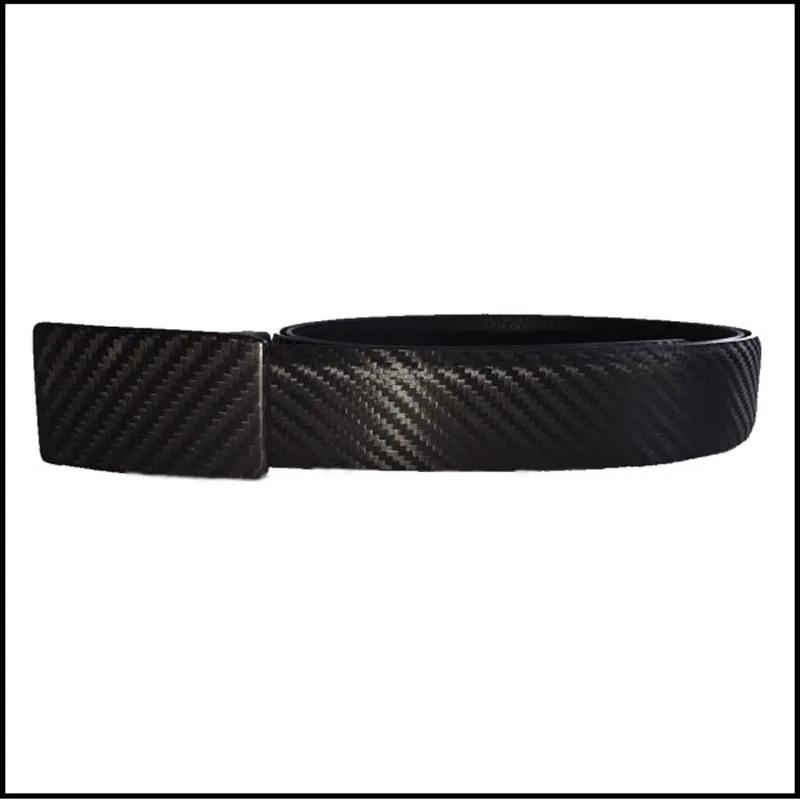 Mens Business Carbon Fiber Genuine Leather Belt With Carbon Fiber