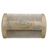 Unique man Handmade Natural Green Sandalwood No Static Long and Short Beards Comb Pocket Comb (Two Sides)