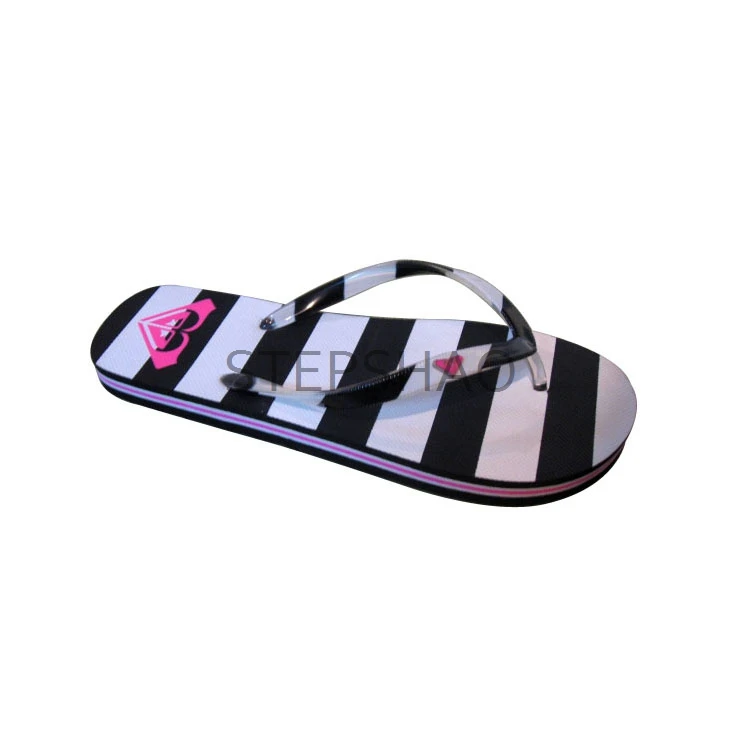 black and white striped flip flops