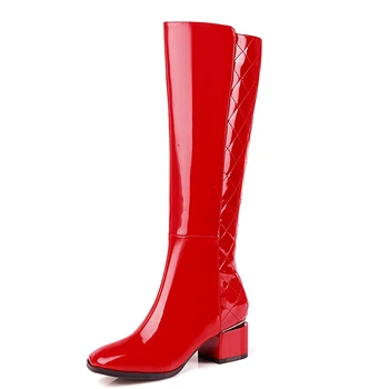 womens red patent leather boots
