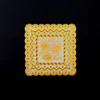 Newest sale eco-friendly delicate pattern PVC square 20 x 20cm rectangle tea cup coaster, golden PVC coaster