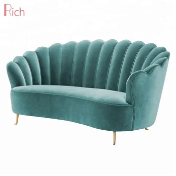 Nordic Style Shell Shaped Divano Due Posti Stainless Steel 2 Seater Sofa Green Upolstery Fabric Velvet Loveseat Buy Loveseat Sofa Designer Loveseat