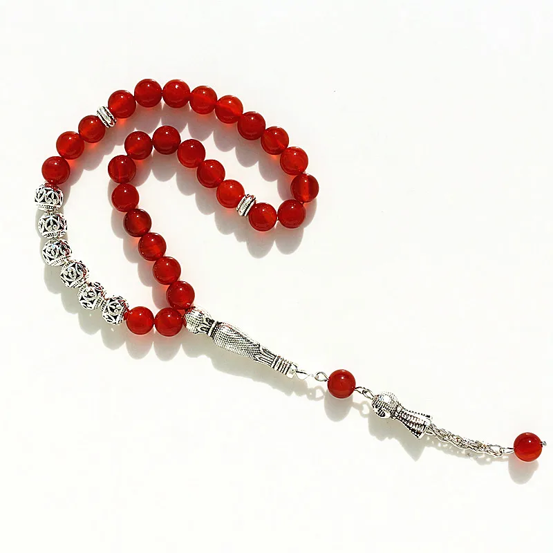8mm Natural stone Bead 33 Prayer Beads Islamic Muslim Tasbih Allah Mohammed Rosary for women men