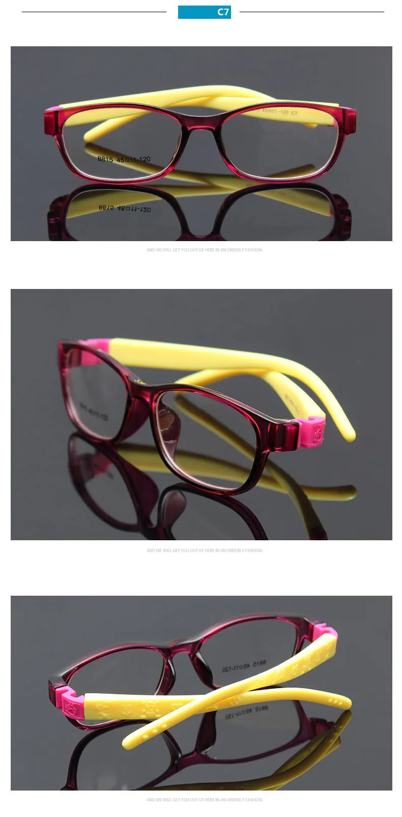 Kids Optical Eyeglasses No Screw Bendable,Children Glasses Frame Tr90