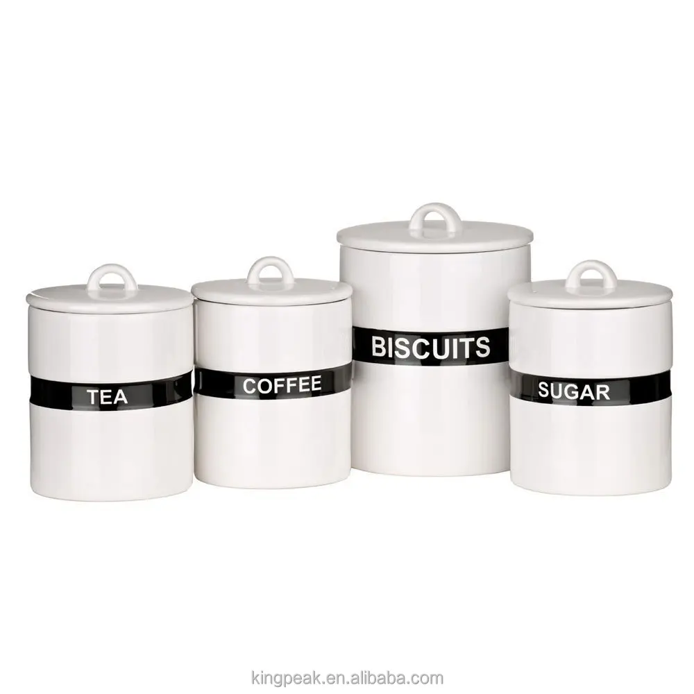 Hot Sale Coffee Sugar Biscuit Jars Canisters Set /black Band Decal