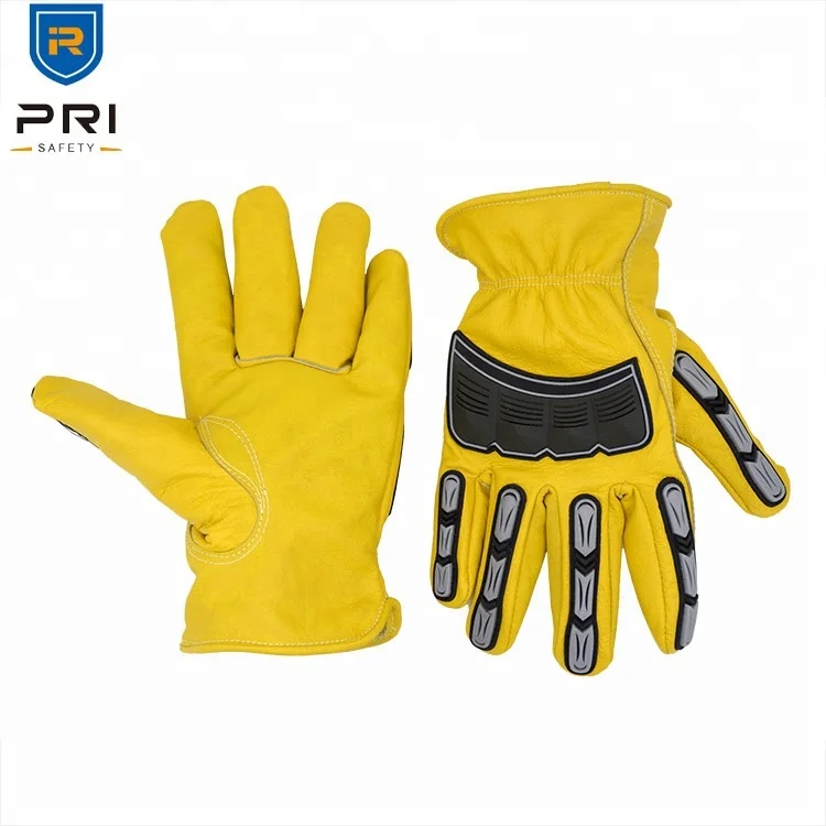 Pri Oem Cowhide Hand Protection Yellow Leather Men Industrial Electric