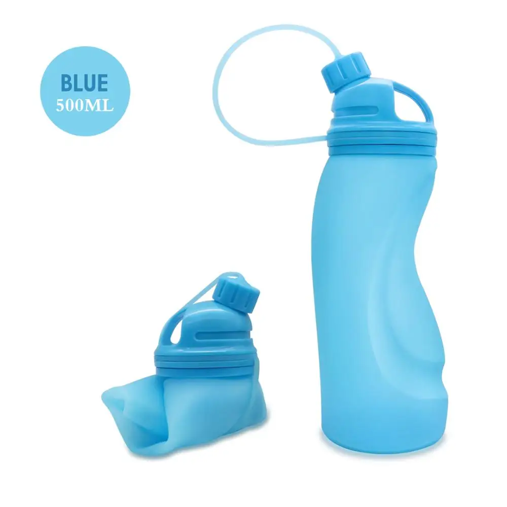 
500ml Folder Silicone Leak-proof Water Bottle for Outdoor Sport Camping Travel 