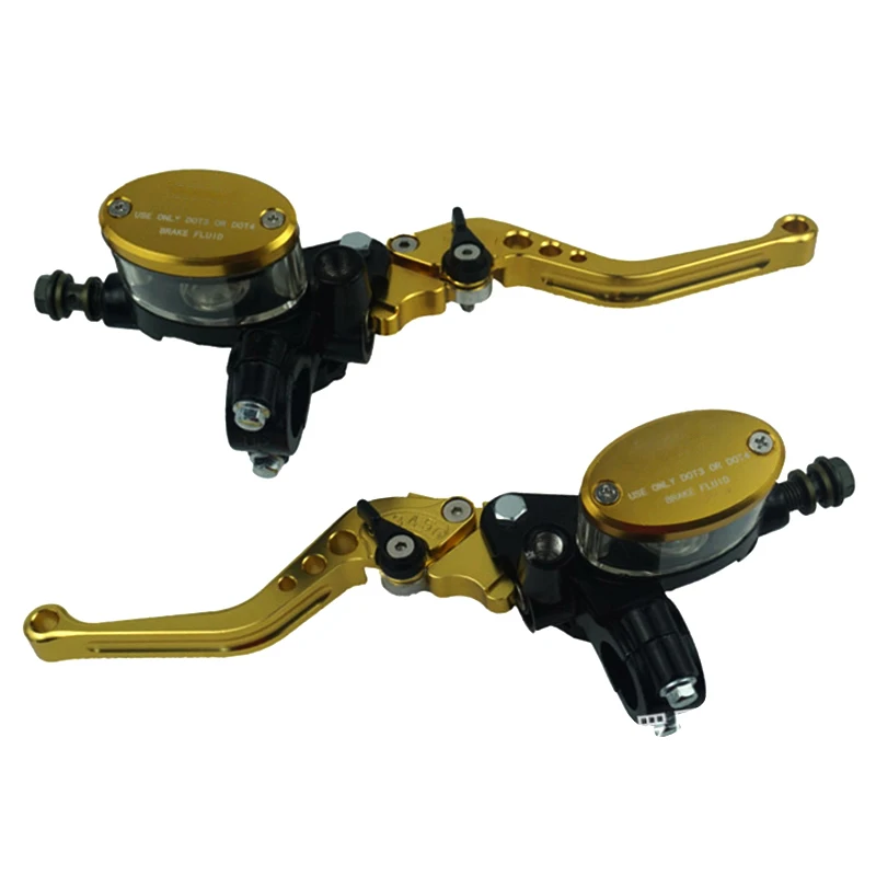Gold Acouto Motorcycle Modification 7/8 22mm Universal Hydraulic Brake + Clutch Lever Left and Right Pair Metal Oil Cup Suitable for Most Motorcycles