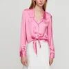 2019 New Style Satin Long Sleeve Shirt Women Ladies Blouse