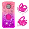 Fashion ring holder cover,glitter dynamic liquid quicksand phone case for Moto G6 2018