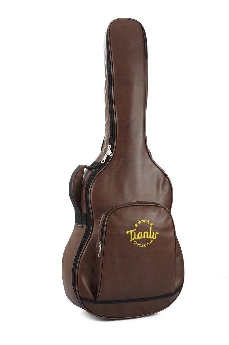 leather bag with guitar strap