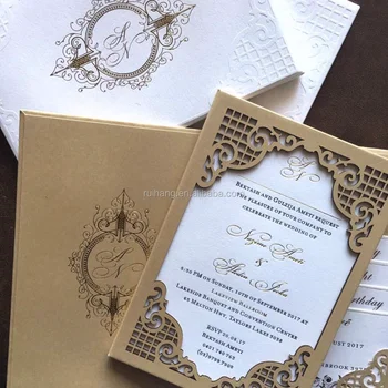 Gorgeous Hardcover Champagne Laser Cut Invitations Buy 3d Laser